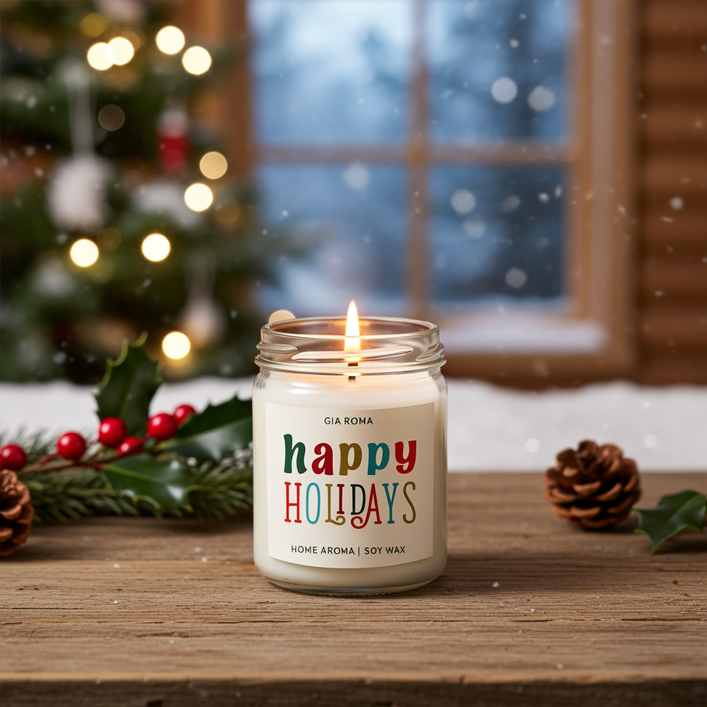Happy Holiday Candle