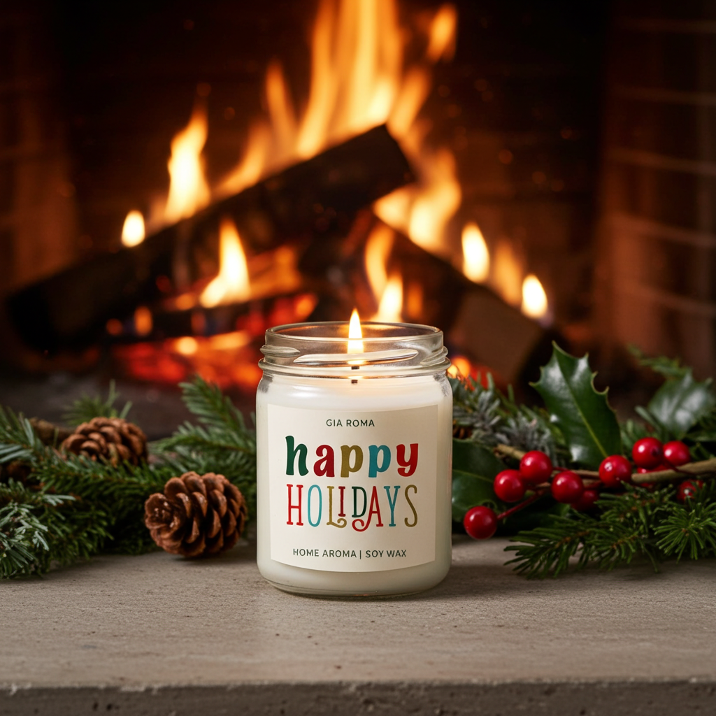 Happy Holiday Candle