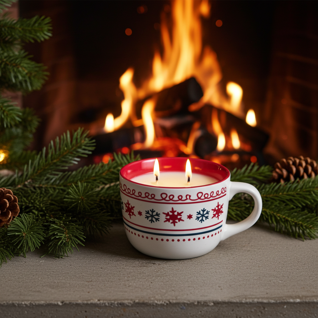 Snowy Night Christmas Candle