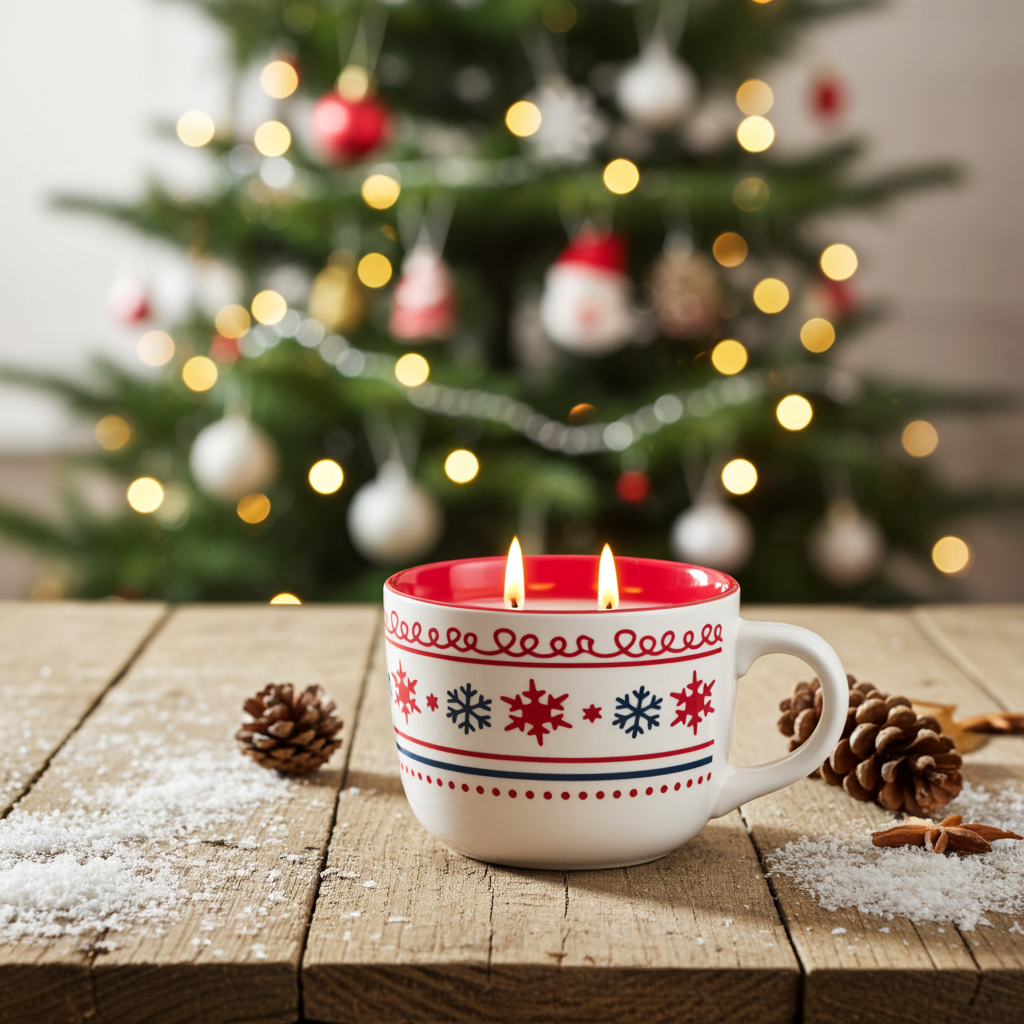 Snowy Night Christmas Candle