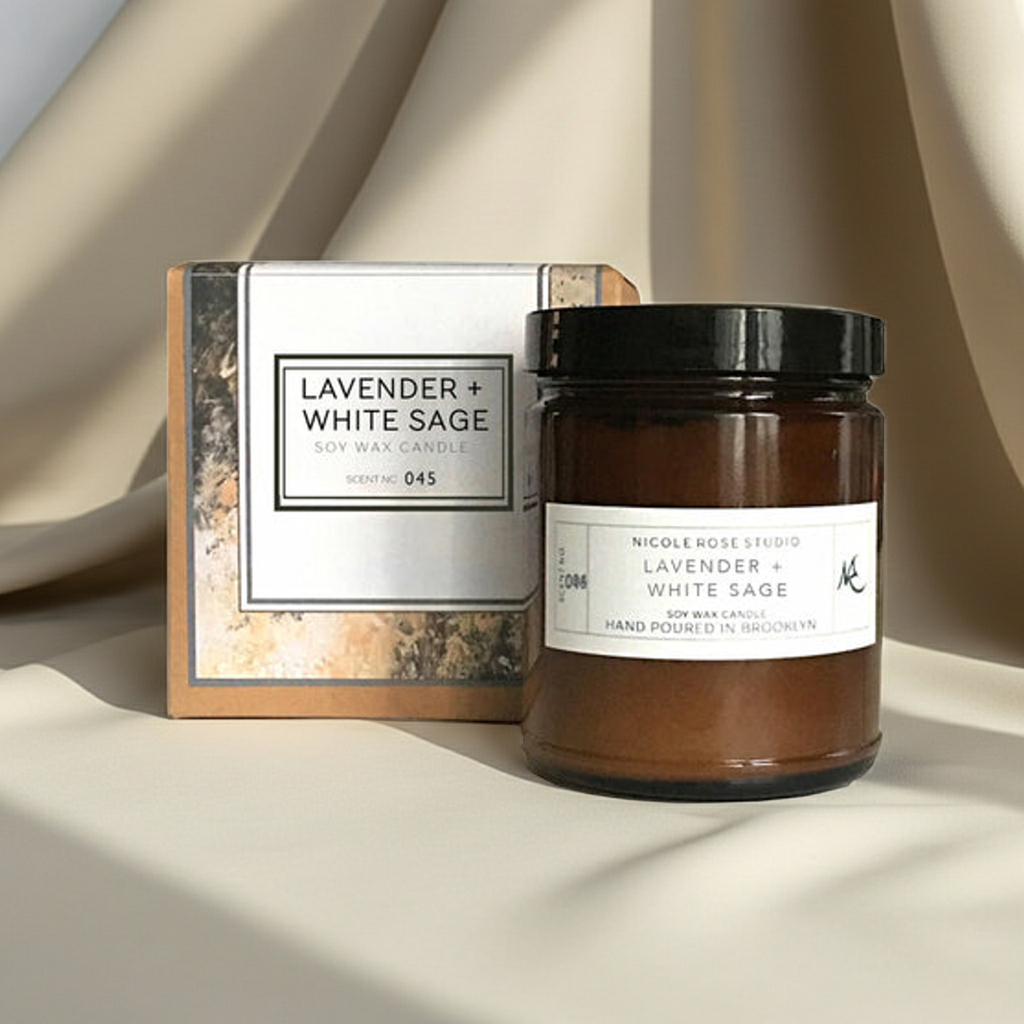 Lavender + White Sage Aromatherapy Scented Soy Wax Candle