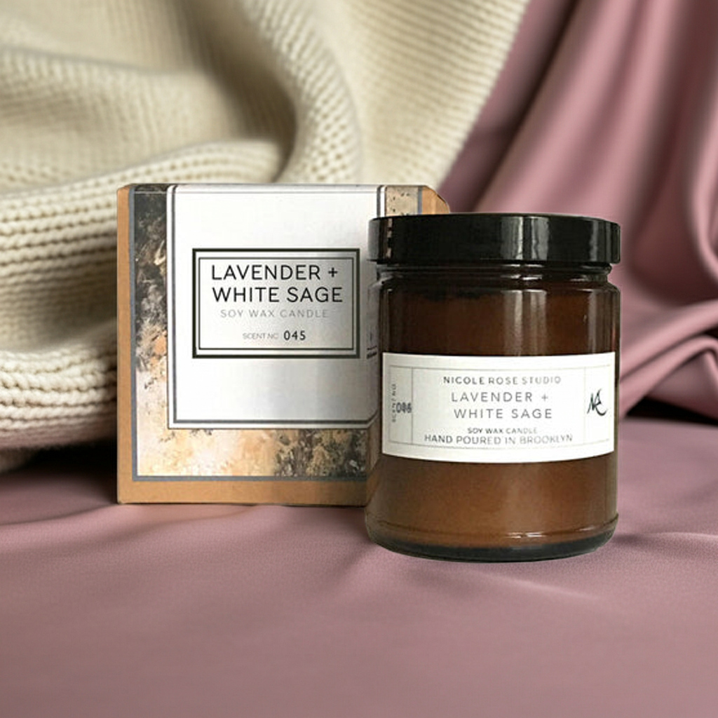 Lavender + White Sage Aromatherapy Scented Soy Wax Candle