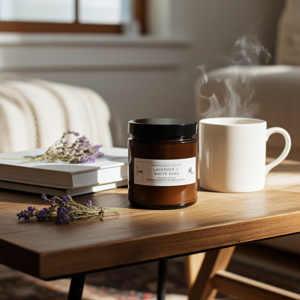 Lavender + White Sage Aromatherapy Scented Soy Wax Candle